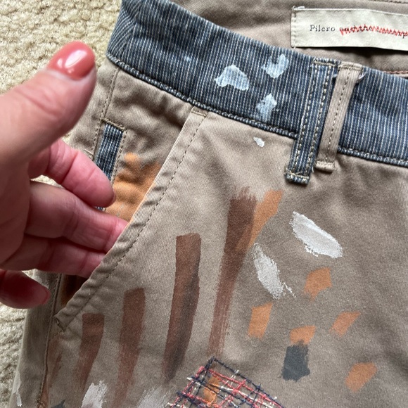 Anthropologie Pilcro Pants Womens 26 Hyphen Chino Artist Patchwork Paint Art Y2K - Picture 5 of 9